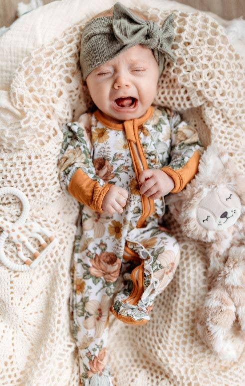 Baby Girls Ruffle Dubble Zipper Sleeper Floral Melody