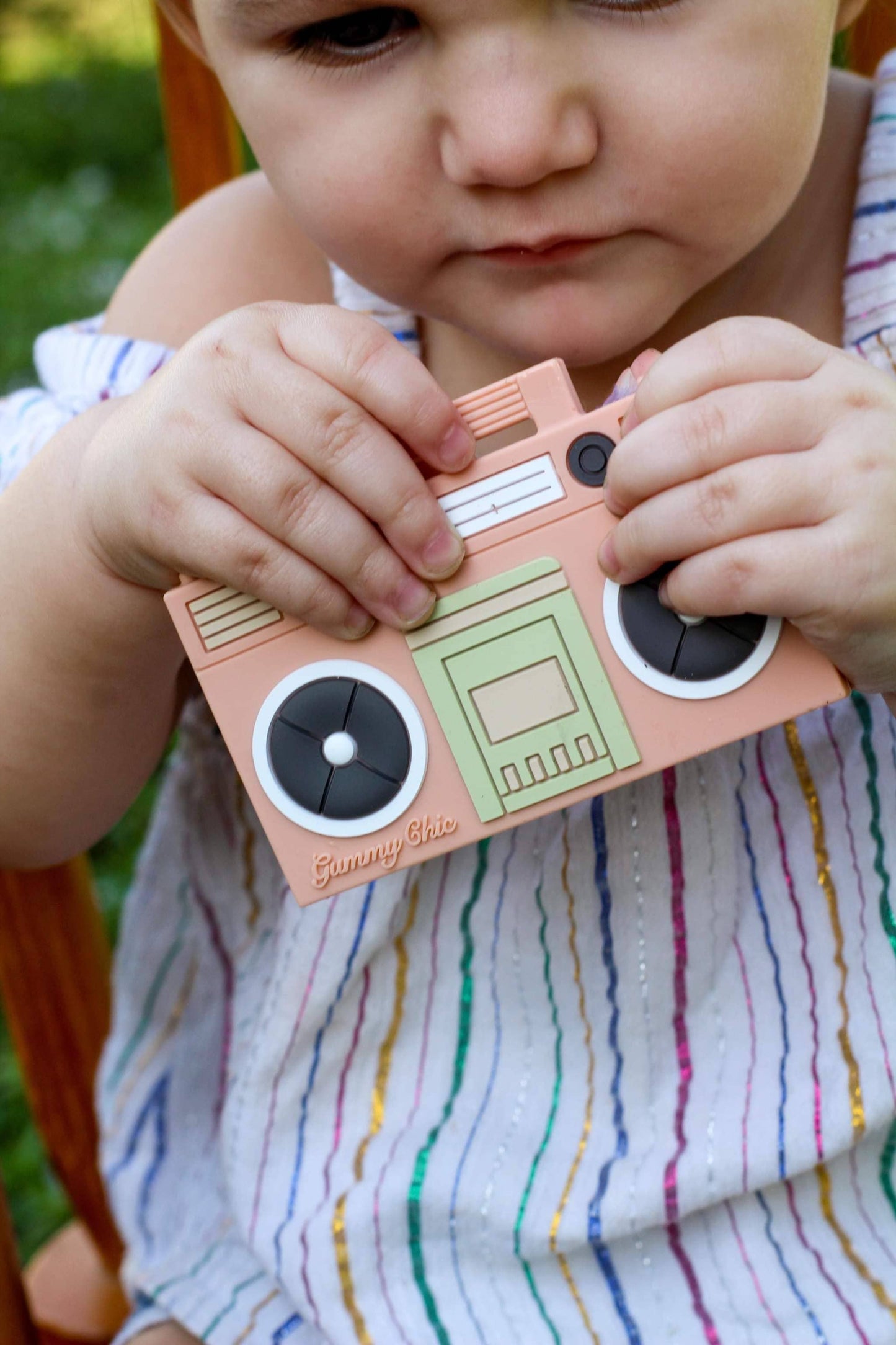 Baby Boom Box Silicone Teether - Light Pink