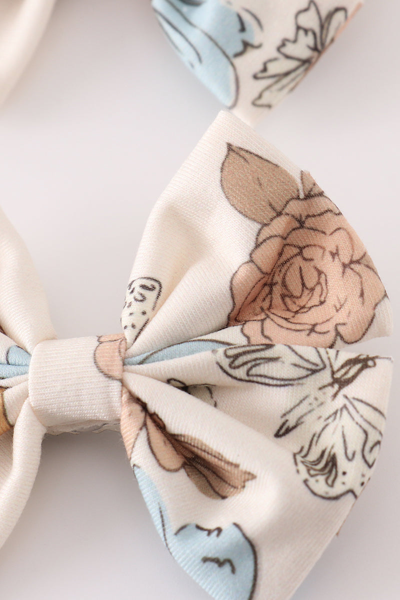 FLORAL PRINT 2PC HAIR BOW