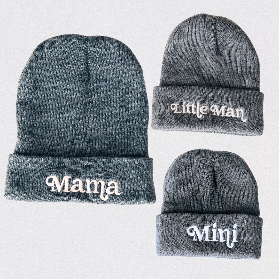 Matching Knit Hats- Mini- Dark Gray