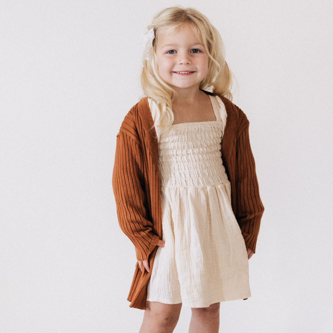 Camel Knit Cardigan Sweater - Child