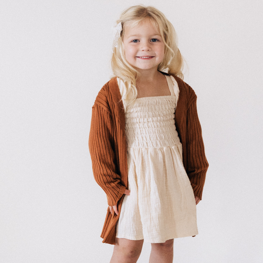 Camel Knit Cardigan Sweater - Child