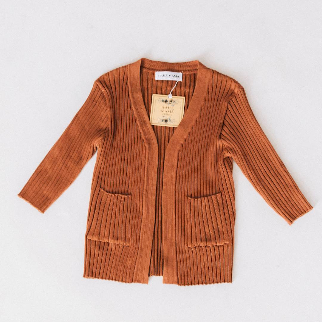 Camel Knit Cardigan Sweater - Child