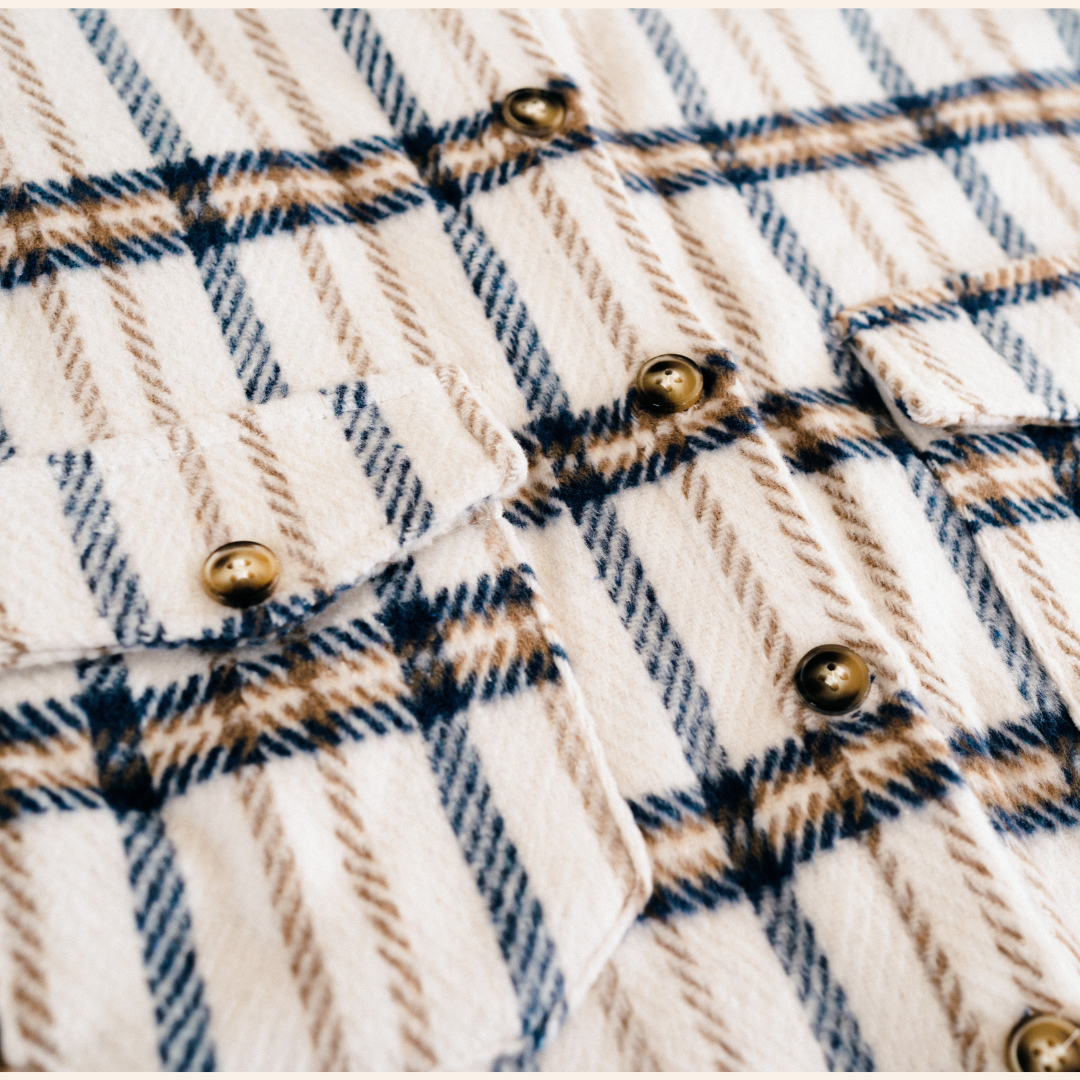 Cream & Navy Plaid Flannel - Child