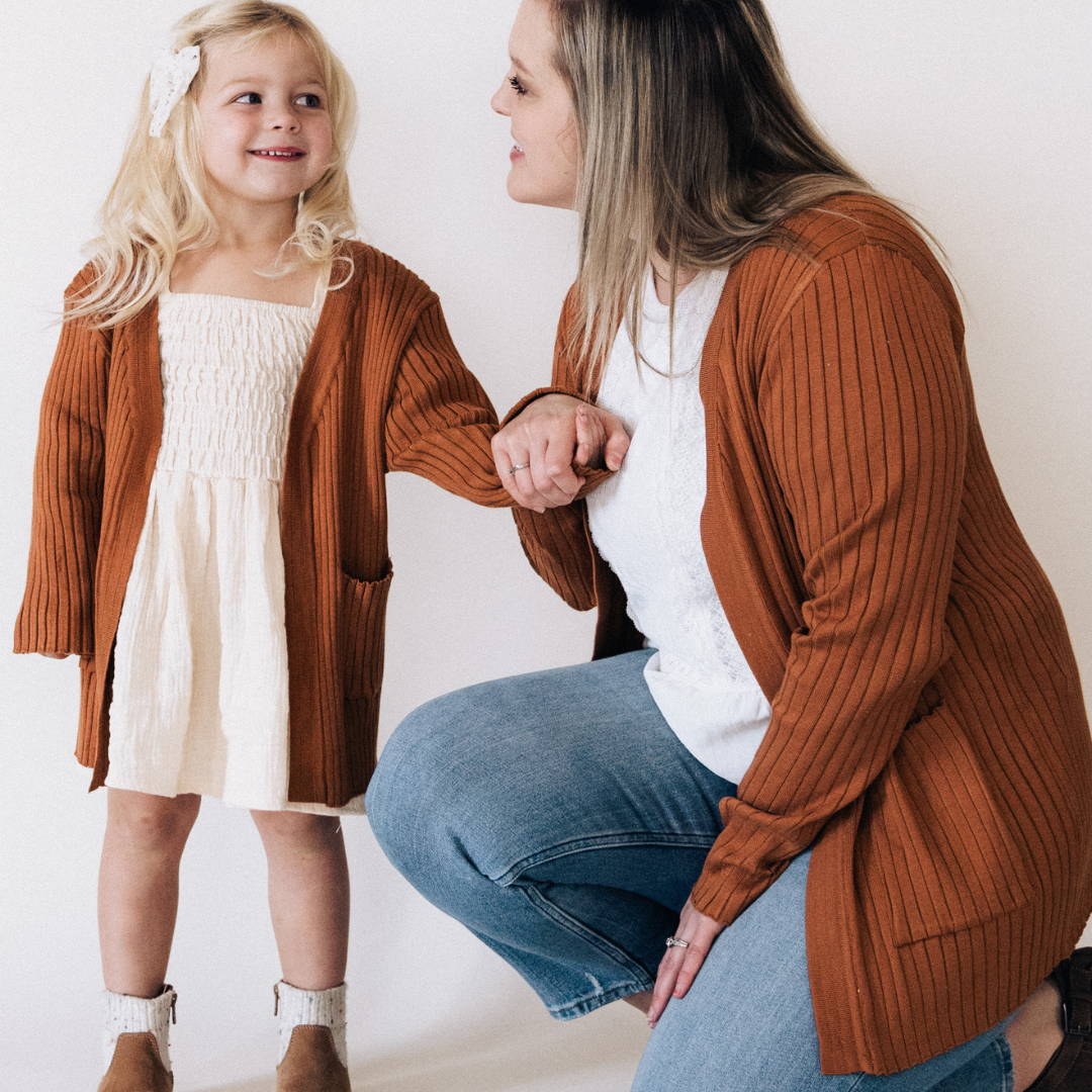 Camel Knit Cardigan Sweater - Child