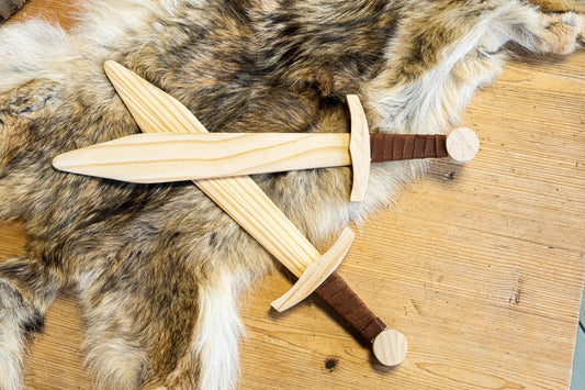 Handcrafted Wooden Toy 16" Short Sword Wrapped Handle