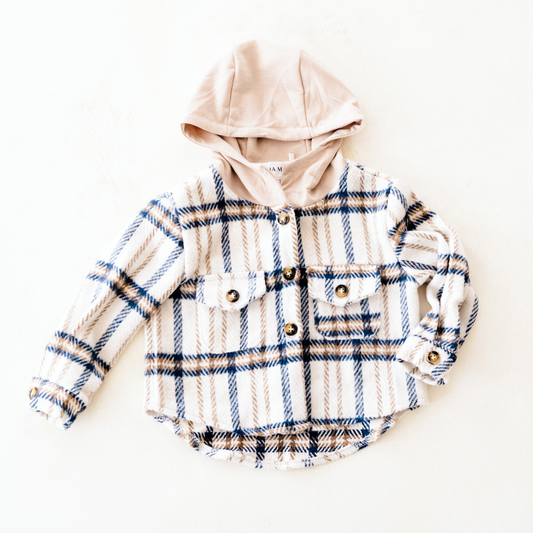 Cream & Navy Plaid Flannel - Infant