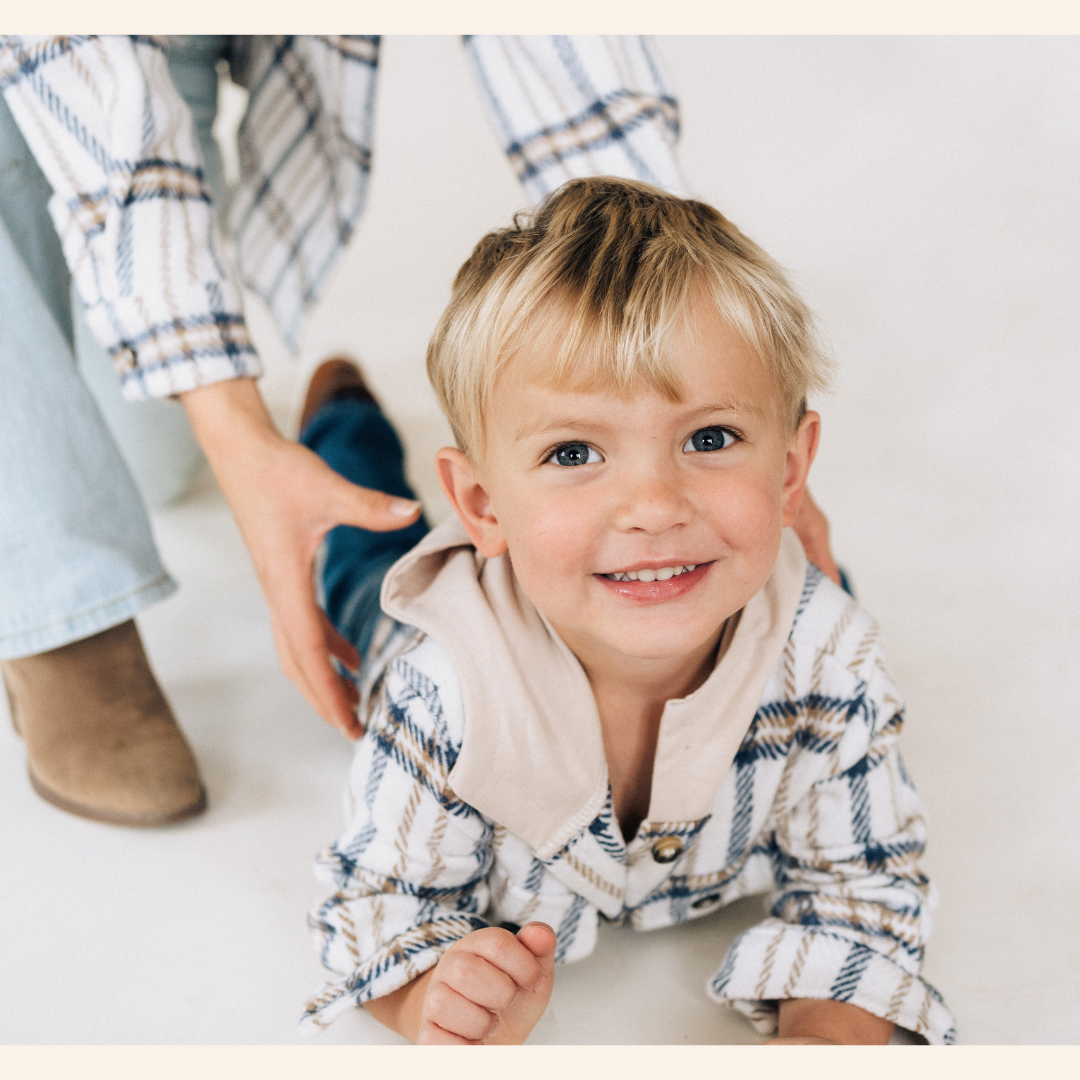 Cream & Navy Plaid Flannel - Child