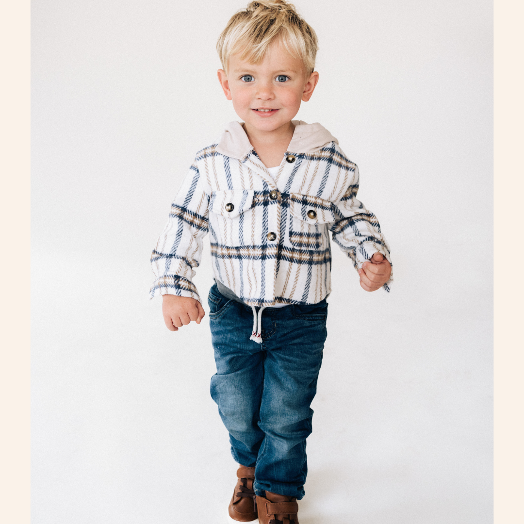 Cream & Navy Plaid Flannel - Child