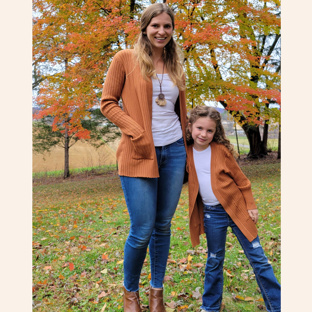 Camel Knit Cardigan Sweater - Child