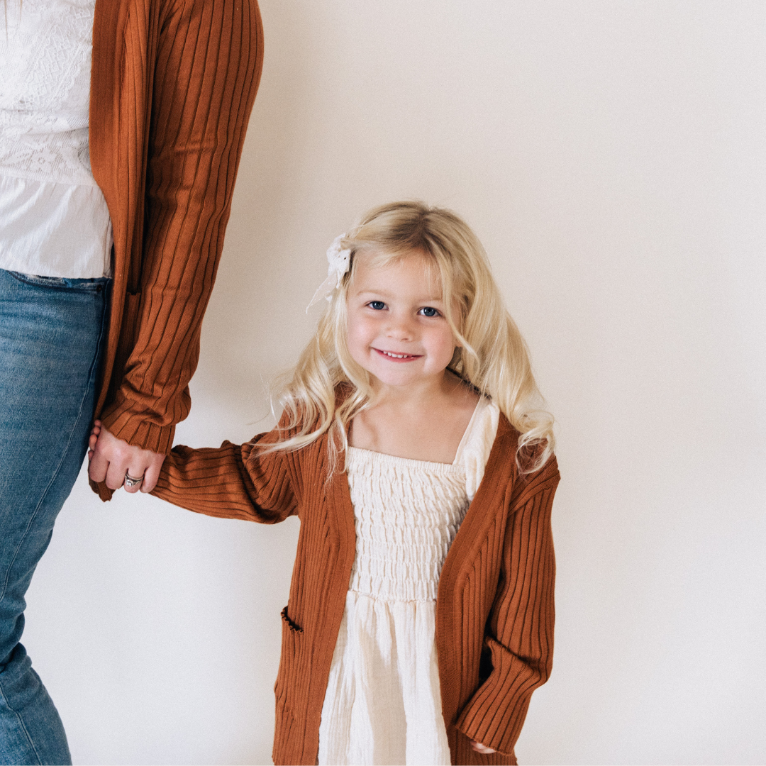 Camel Knit Cardigan Sweater - Child