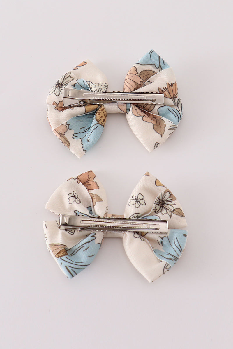 FLORAL PRINT 2PC HAIR BOW